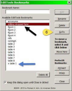 In the Bookmarks dialog